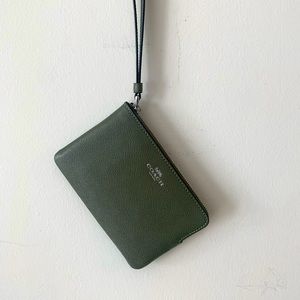 Olive green Corner Zip Wristlet